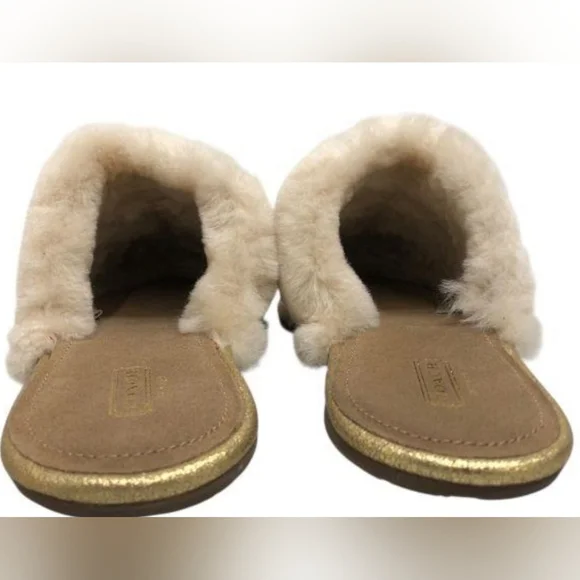 Coach Women's Darlene Tan/Gold Suede Signature Slide Slippers Size 9 NWOT - Picture 6 of 11